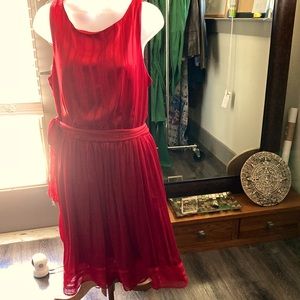 Red Satin Size 16 Mid Dress